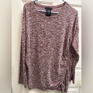 Design History Marled Burgundy & White Long-Sleeve Top